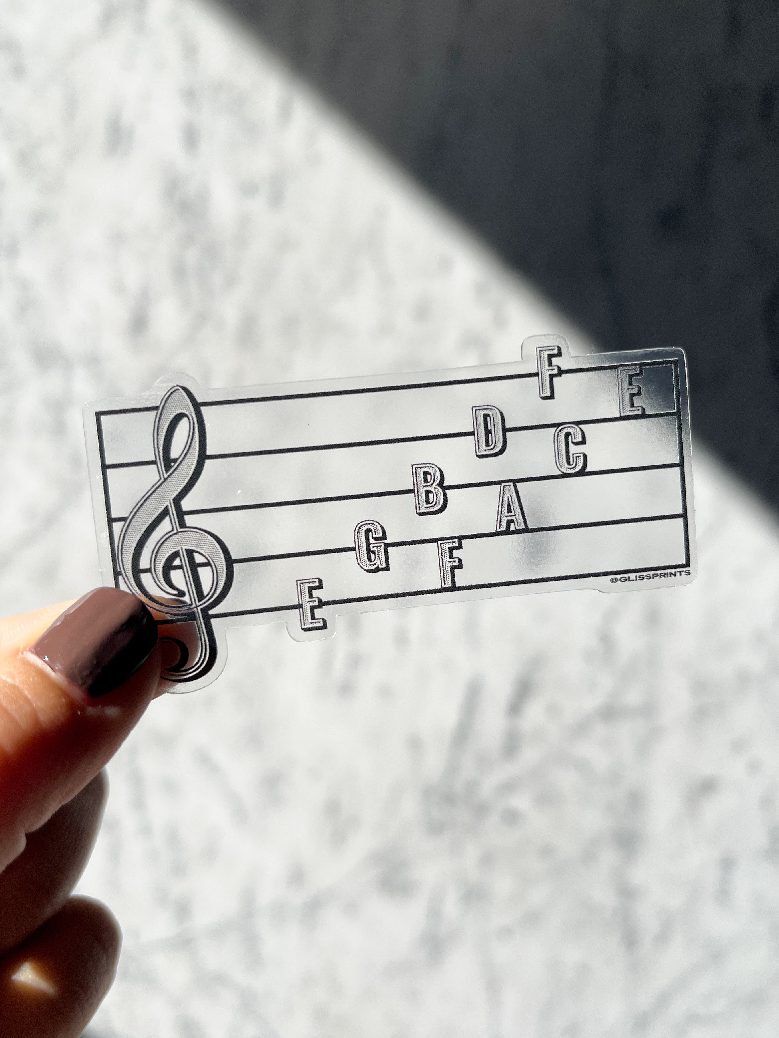 Treble Clef Note Names Transparent Sticker