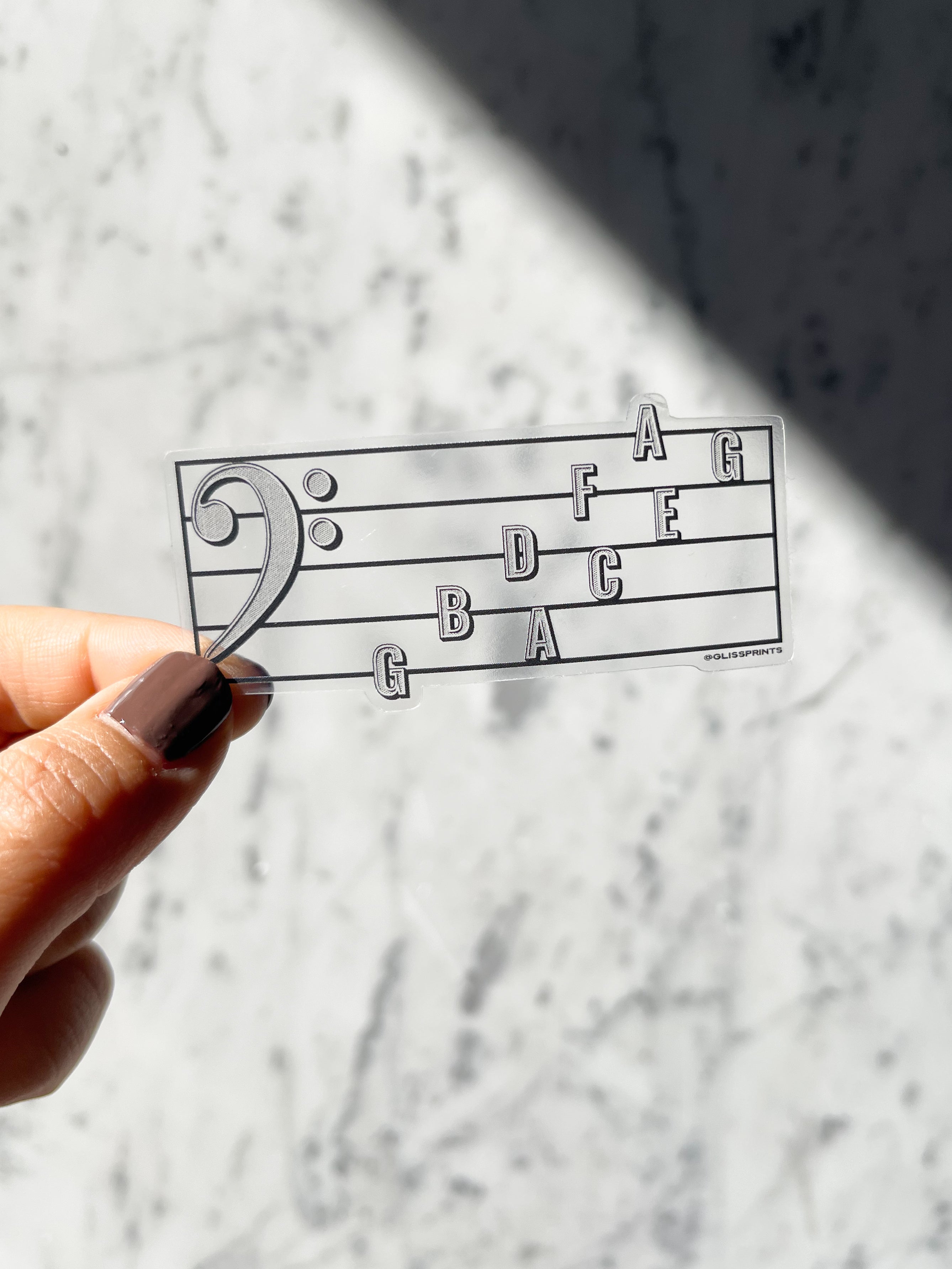 Bass Clef Note Names Transparent Sticker