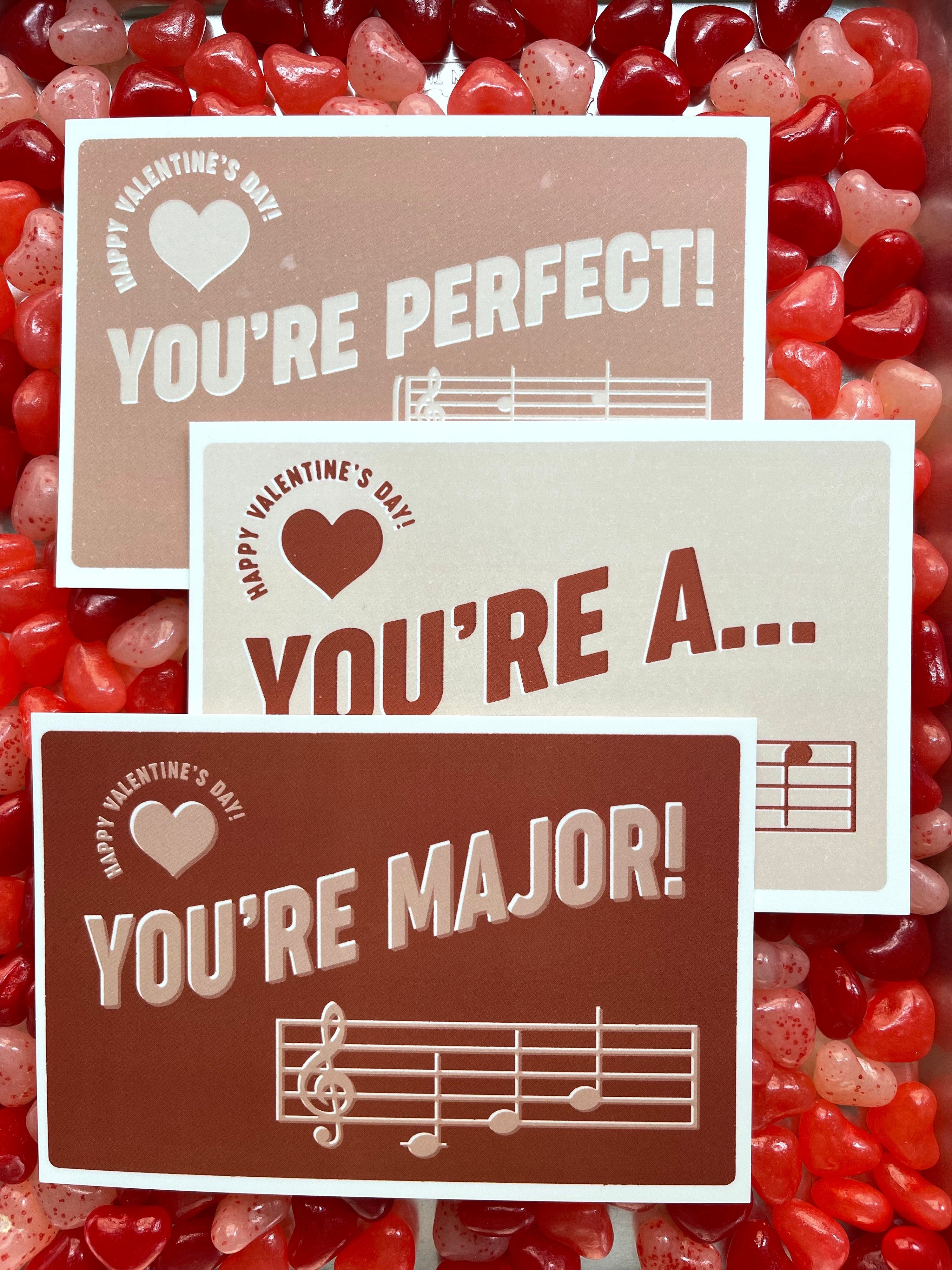 Valentine's Day Music Postcard Set of 3
