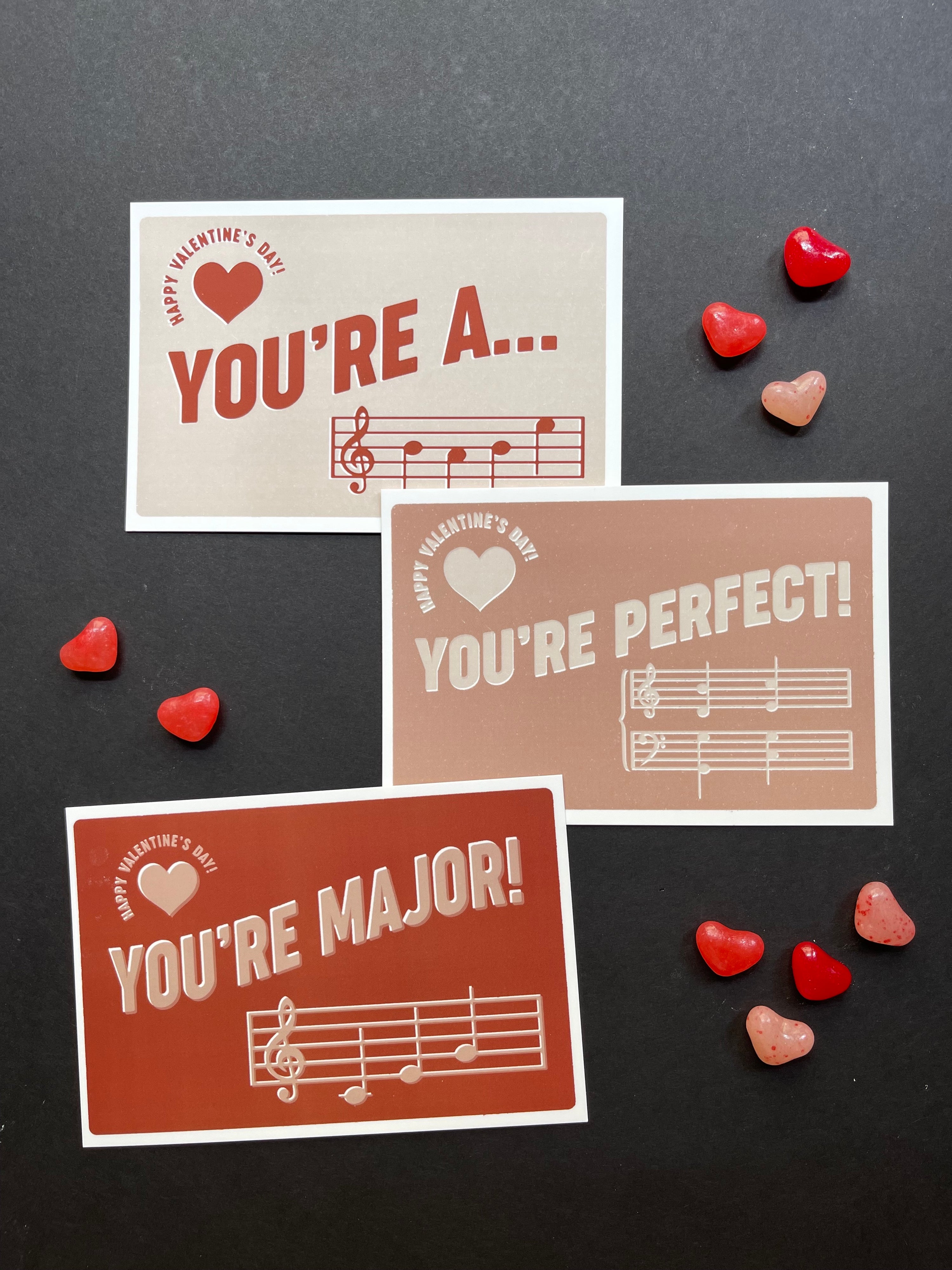 Valentine's Day Music Postcard Set of 3