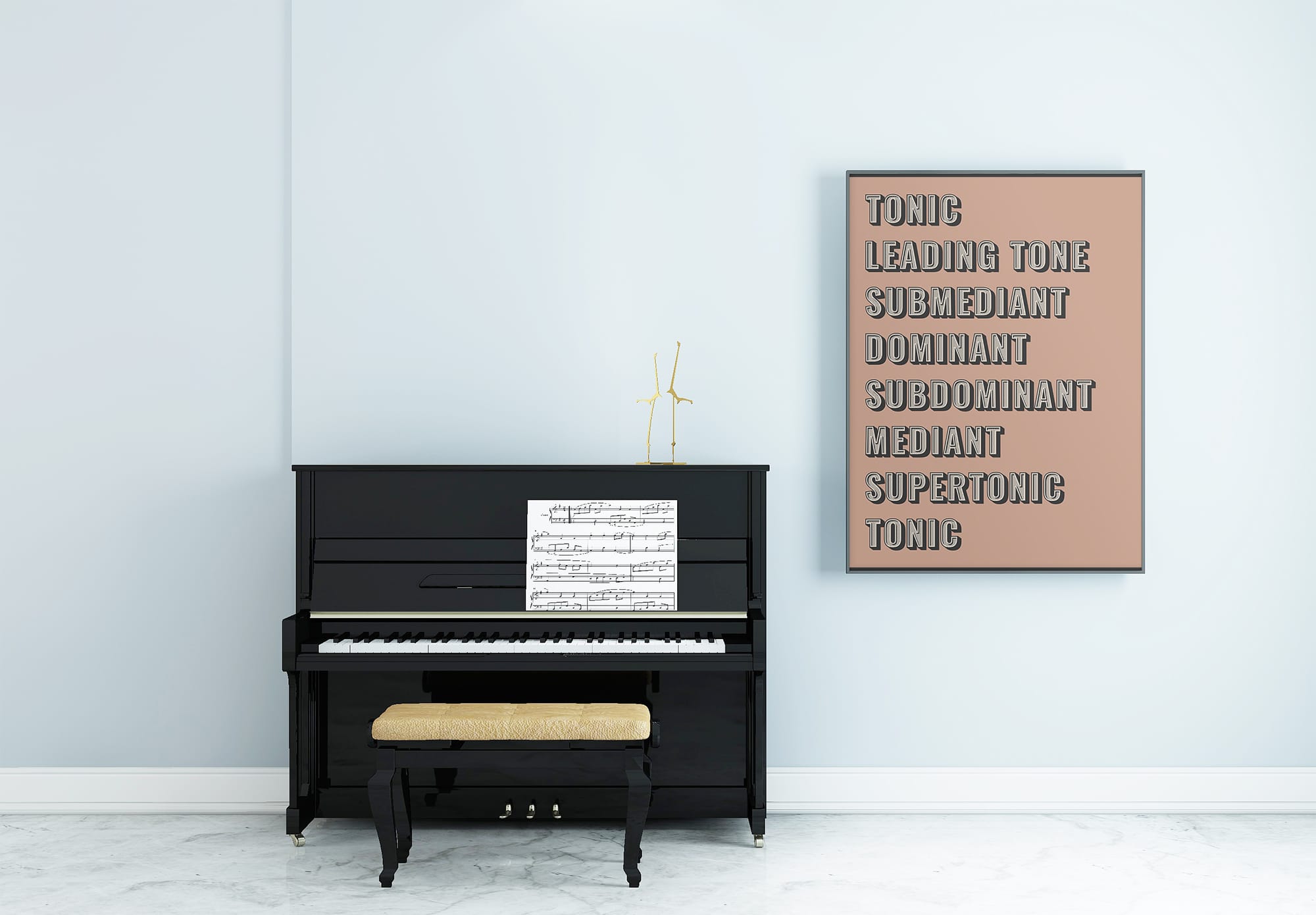 Music Scale Degrees Poster | Typography Art, Pink