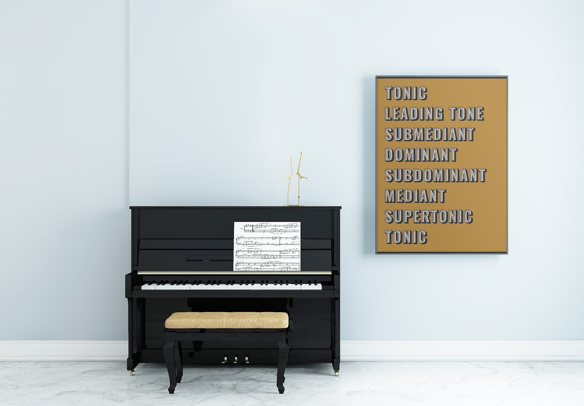 Music Scale Degrees Poster | Typography Art, Yellow