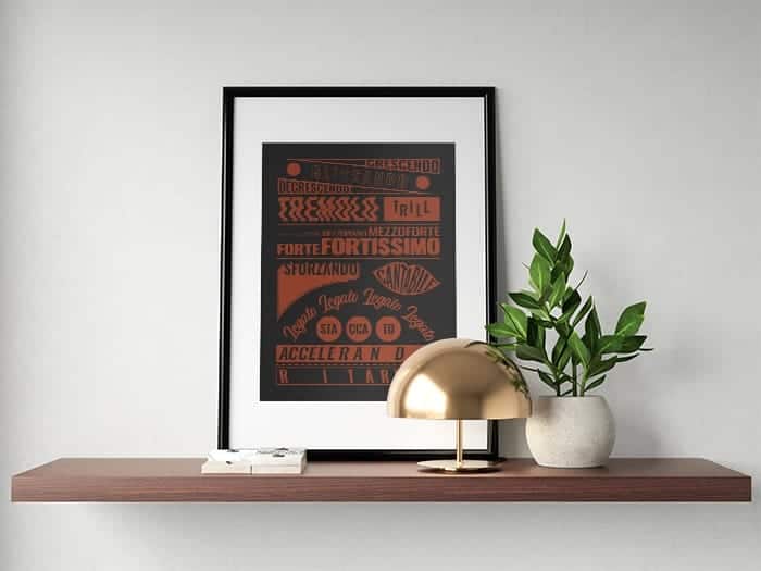 Music Terms Poster, Music Room Decor Black