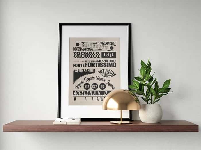 Music Terms Posters, Music Room Decor Cream