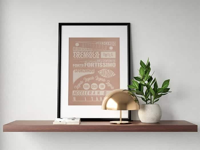Music Terms Poster, Music Room Decor Pink