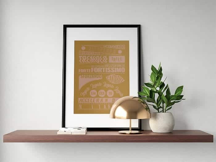 Music Terms Poster, Music Room Decor Yellow