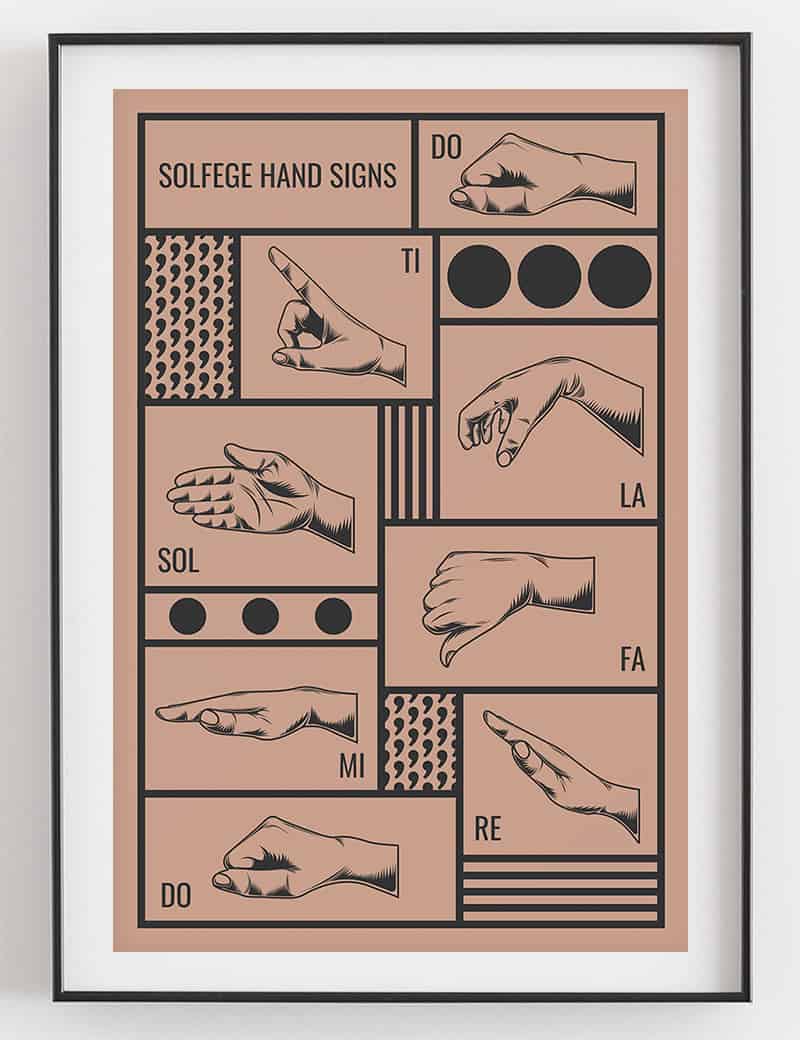 Solfege Hand Sign Poster, Pink