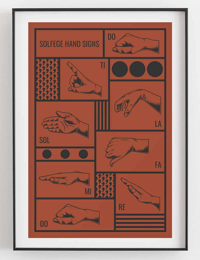 Solfege Hand Sign Poster, Red