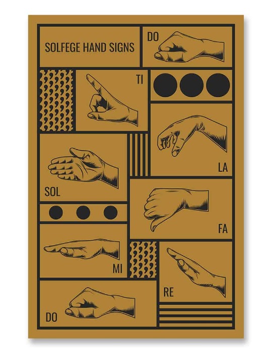 Solfege Hand Sign Poster Yellow