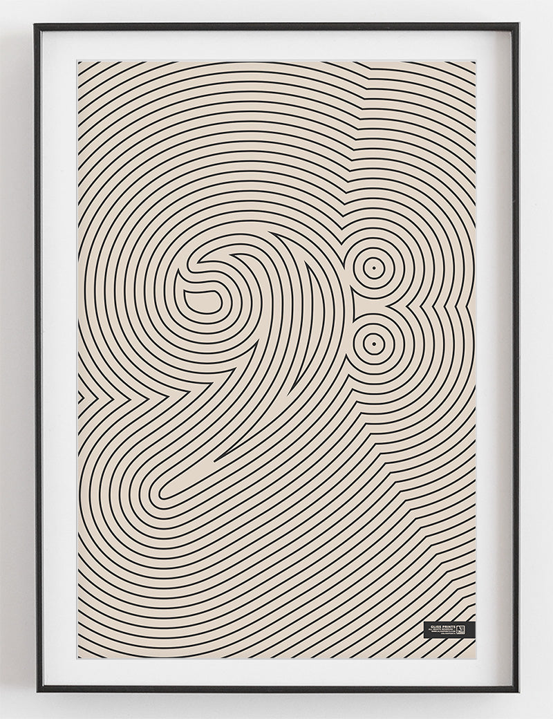 Bass Clef Poster, Striped Pattern Cream