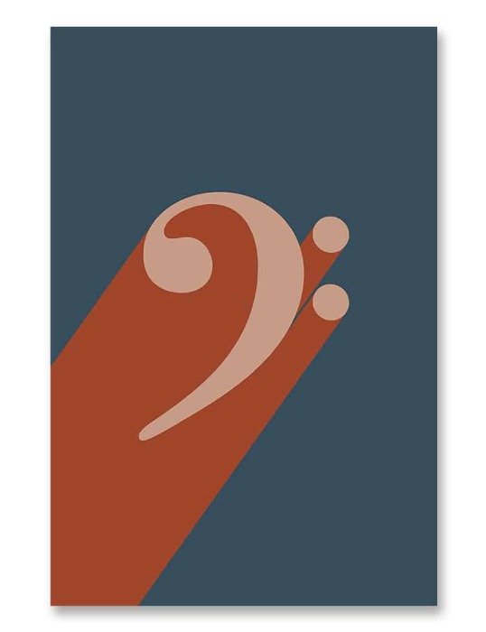Bass Clef Music Poster Blue