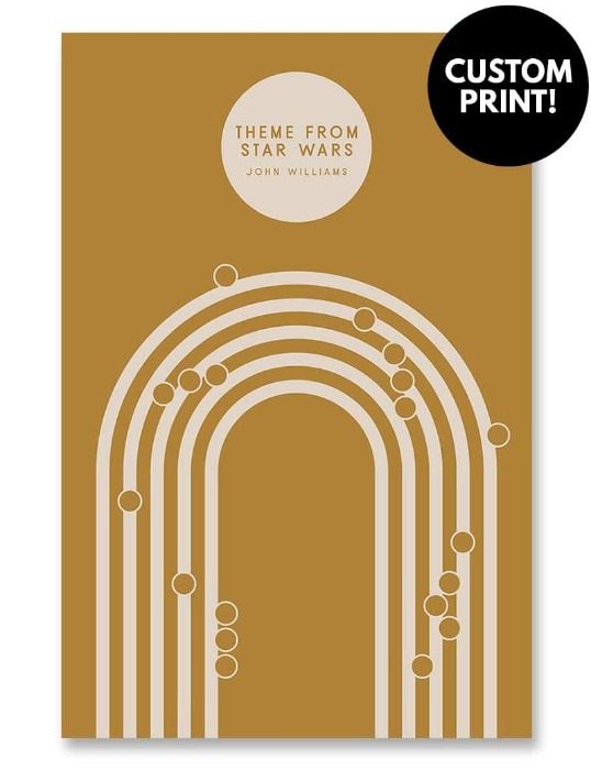 Custom Music Notation Poster Yellow