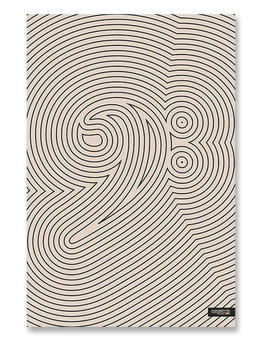 Bass Clef Poster, Striped Pattern Cream