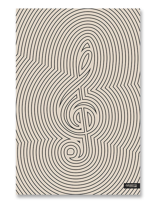 Treble Clef Poster, Striped Pattern Cream