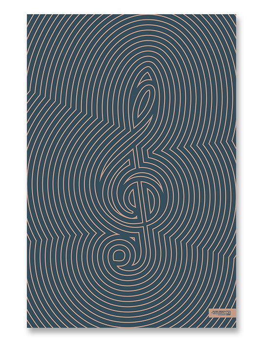 Treble Clef Poster, Striped Pattern Blue