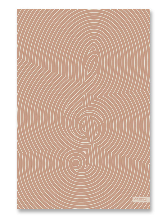 Treble Clef Poster, Striped Pattern Pink