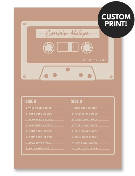 Personalized Mixtape Cassette Poster Pink
