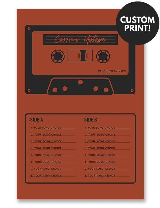 Personalized Mixtape Cassette Poster Red