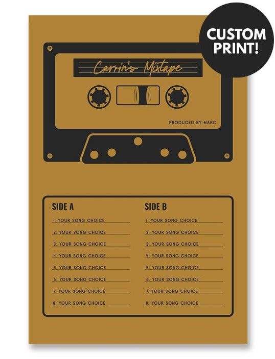 Personalized Mixtape Cassette Poster Yellow