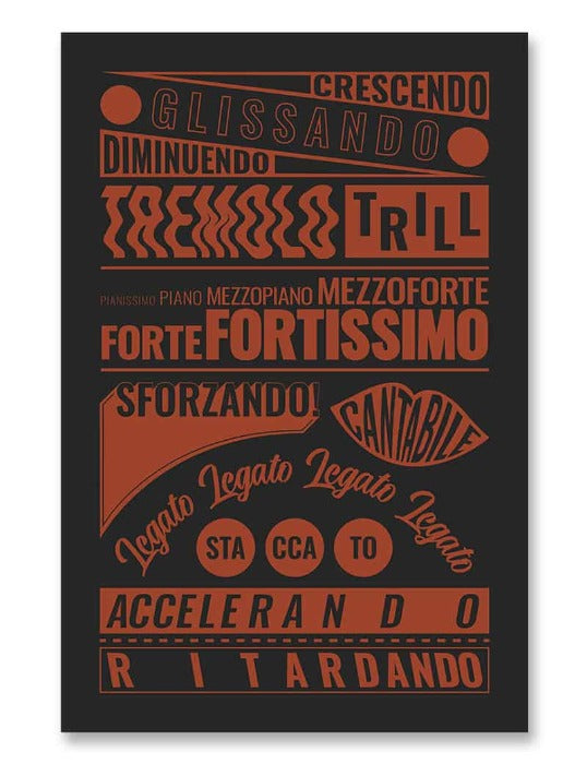 Music Terms Poster Black