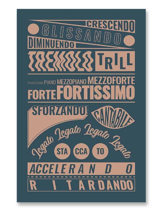 Music Terms Poster Blue