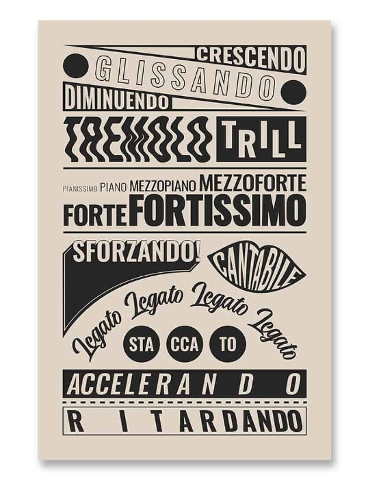 Music Terms Poster Cream