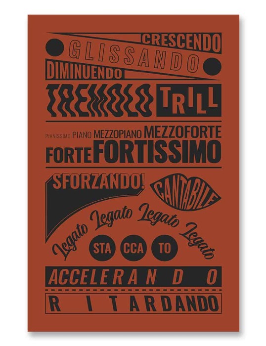Music Terms Poster Red