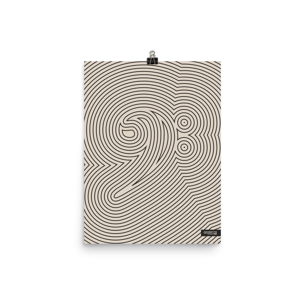 Bass Clef Poster, Striped Pattern Cream