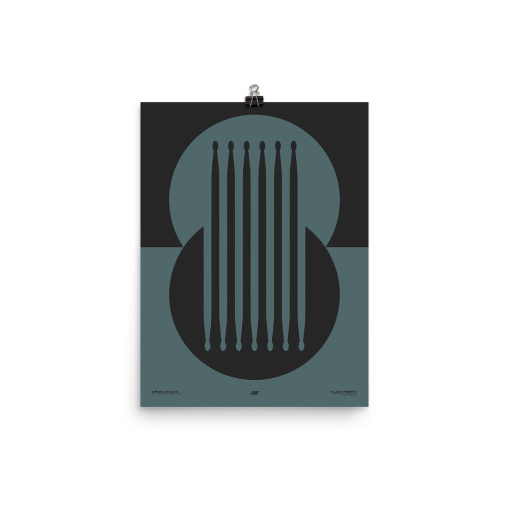 Drum Sticks Minimal Poster, Blue