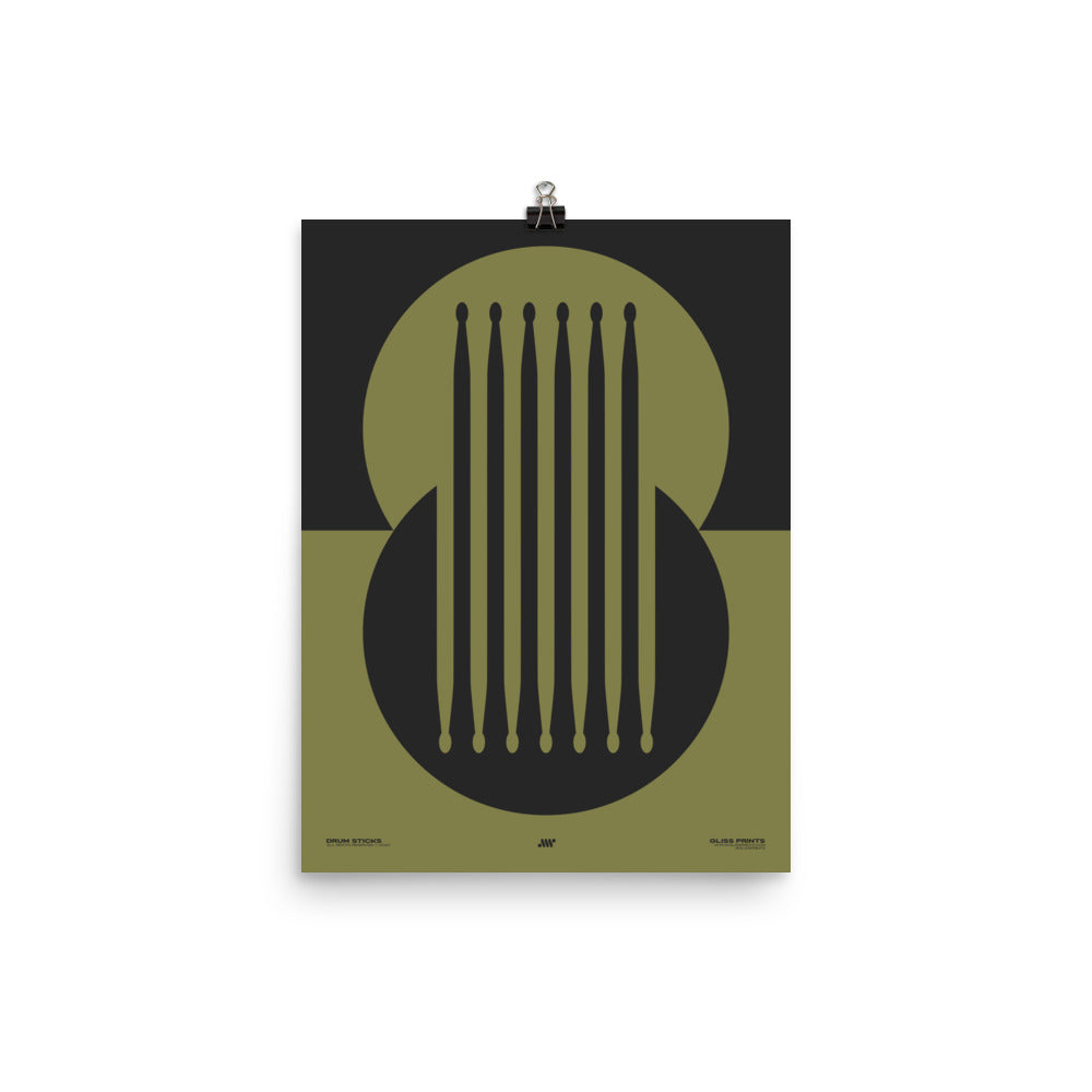 Drum Sticks Minimal Poster, Green