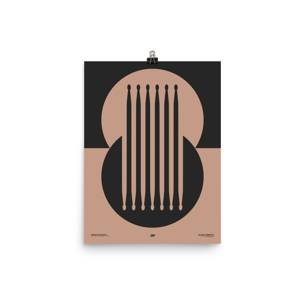Drum Sticks Minimal Poster, Pink