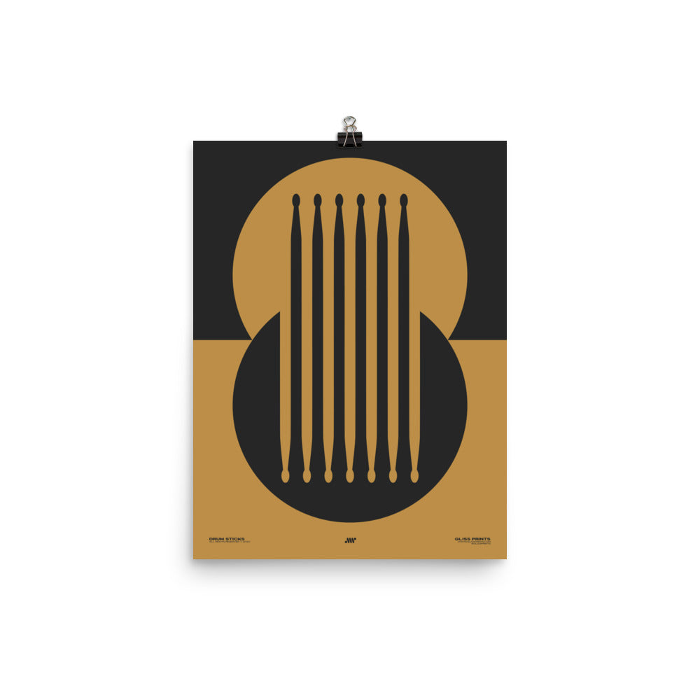 Drum Sticks Minimal Poster, Yellow