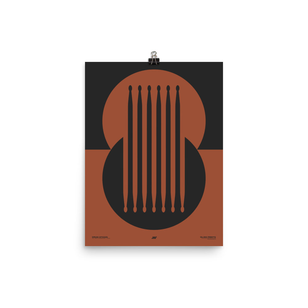 Drum Sticks Minimal Poster, Red