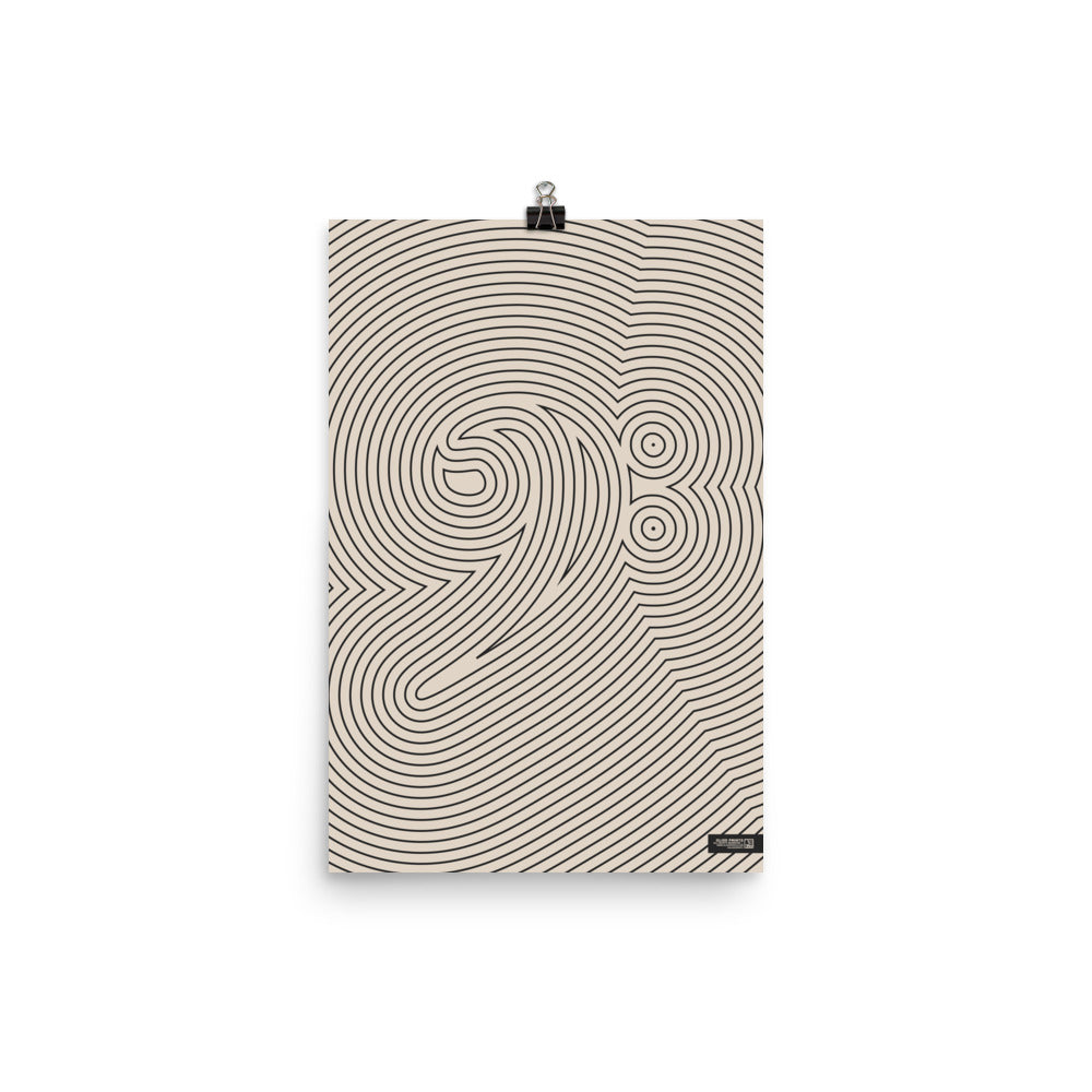 Bass Clef Poster, Striped Pattern Cream