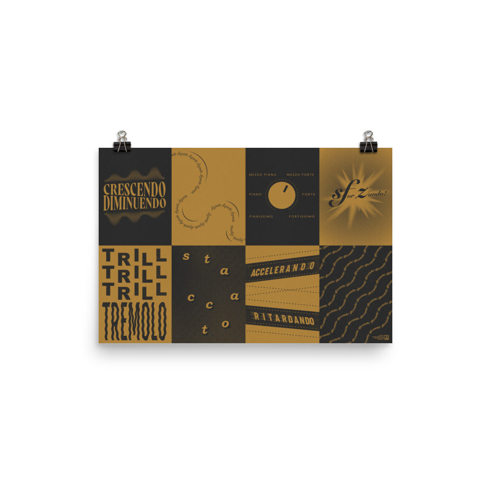 Musical Terms Educational Print, Yellow