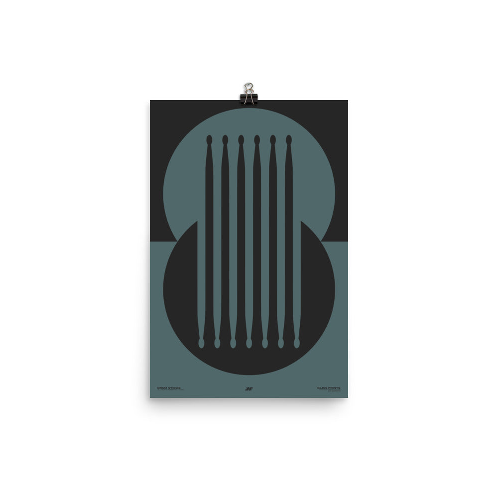 Drum Sticks Minimal Poster, Blue