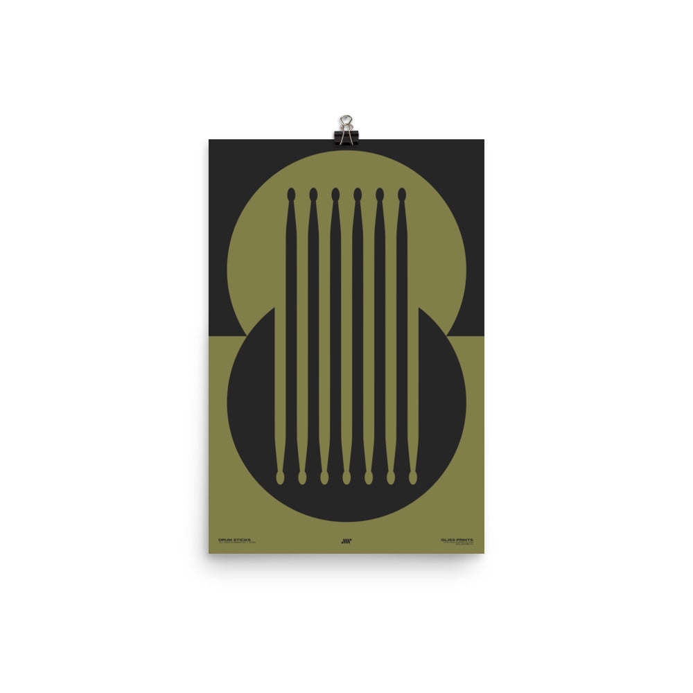 Drum Sticks Minimal Poster, Green