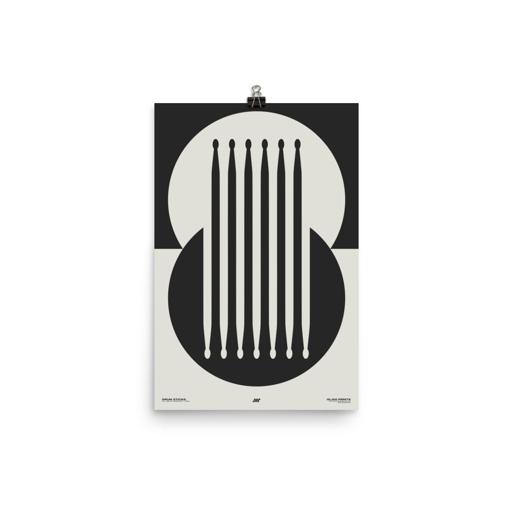 Drum Sticks Minimal Poster, Cream