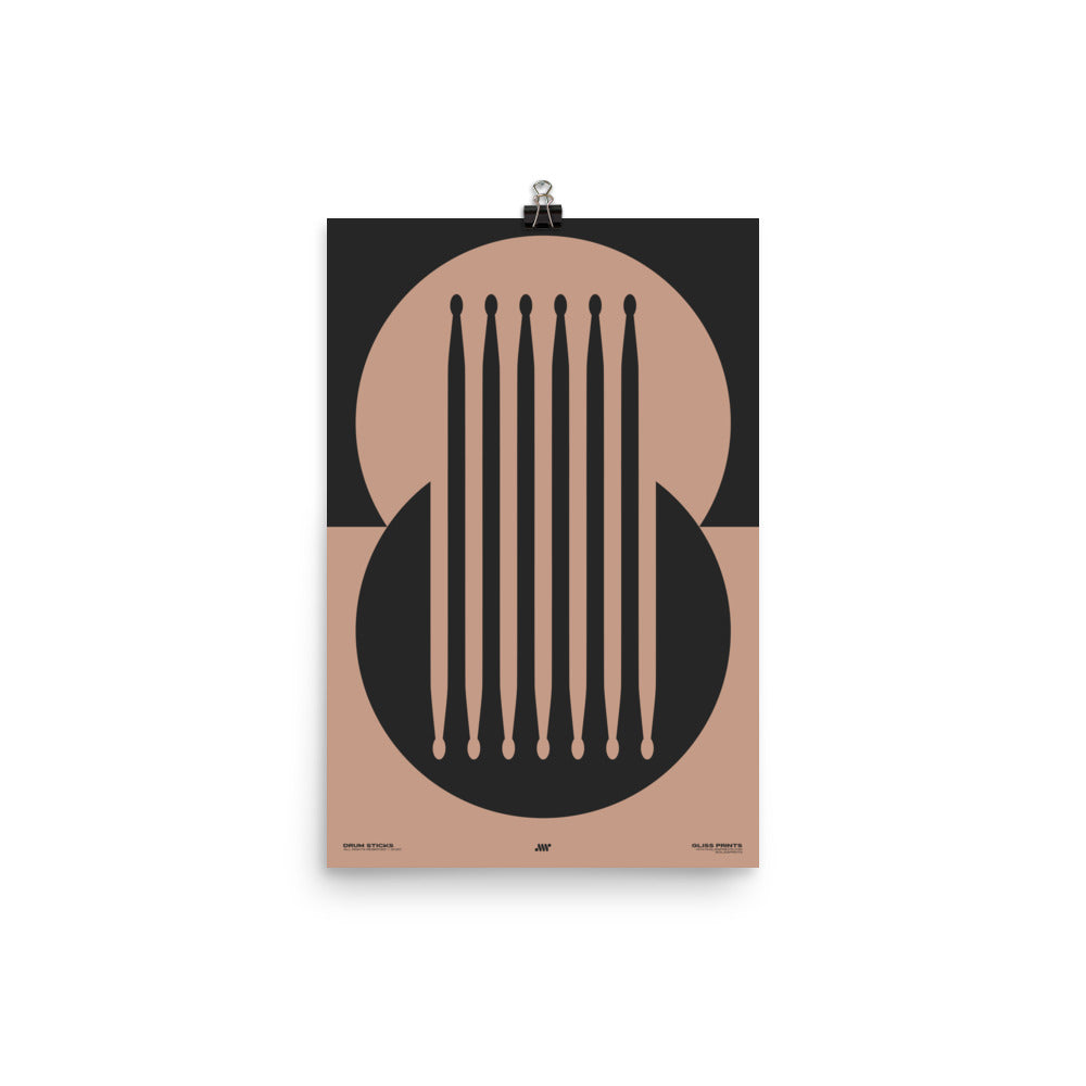 Drum Sticks Minimal Poster, Pink