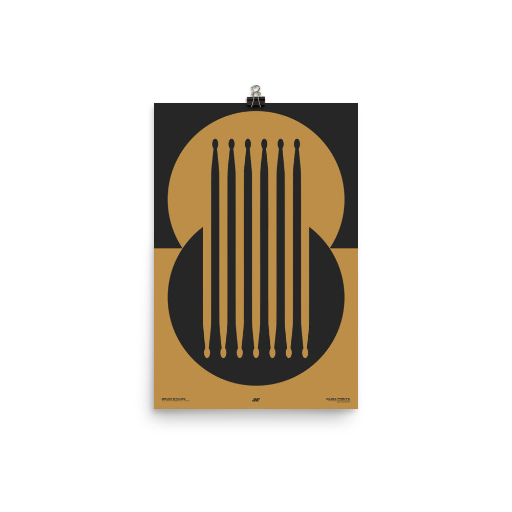 Drum Sticks Minimal Poster, Yellow