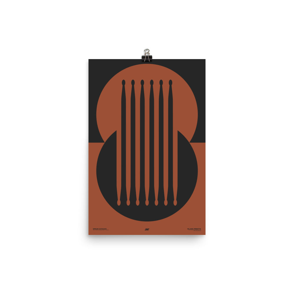 Drum Sticks Minimal Poster, Red