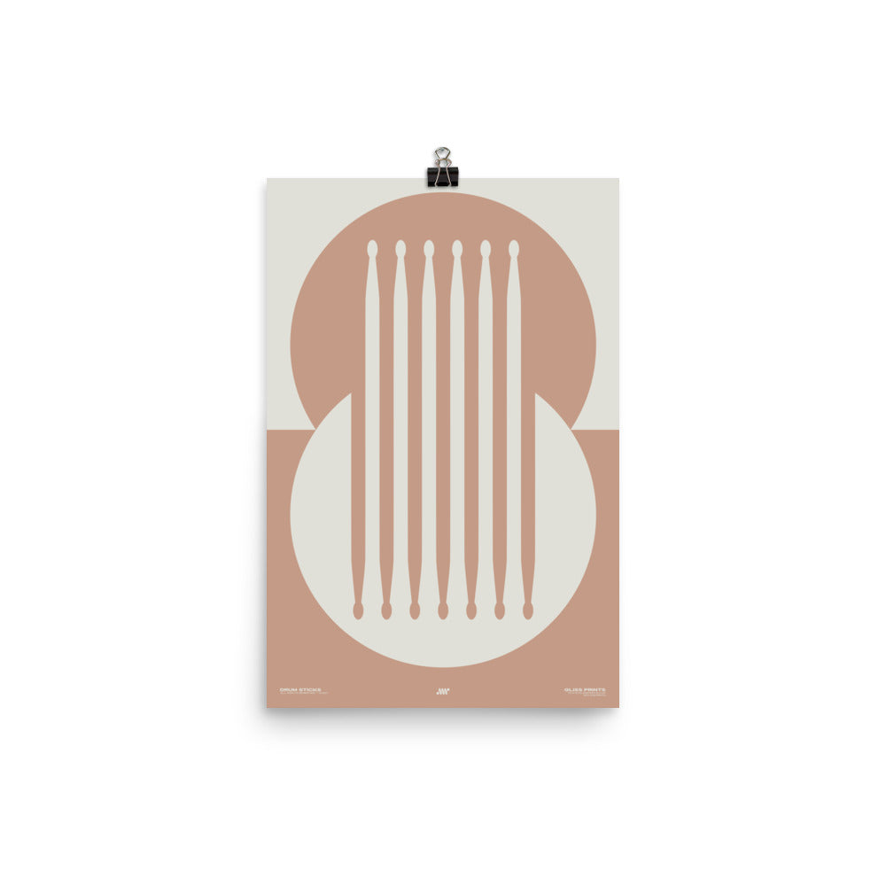 Drum Sticks Minimal Poster, Pink