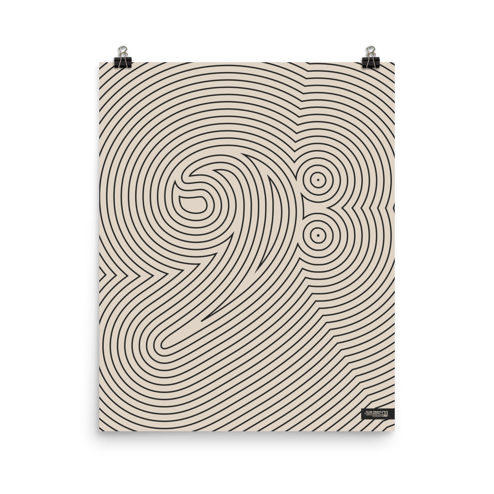 Bass Clef Poster, Striped Pattern Cream