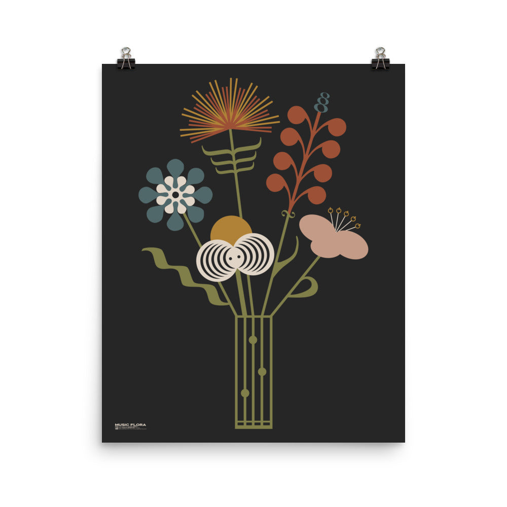 Music Flora - Music Symbols Flower Bouquet Print