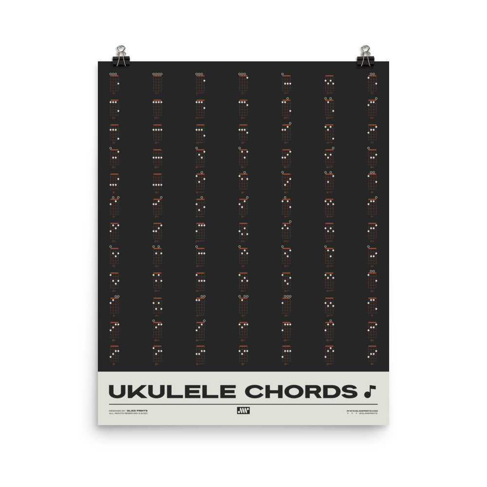 Ukulele Chord Chart, Black