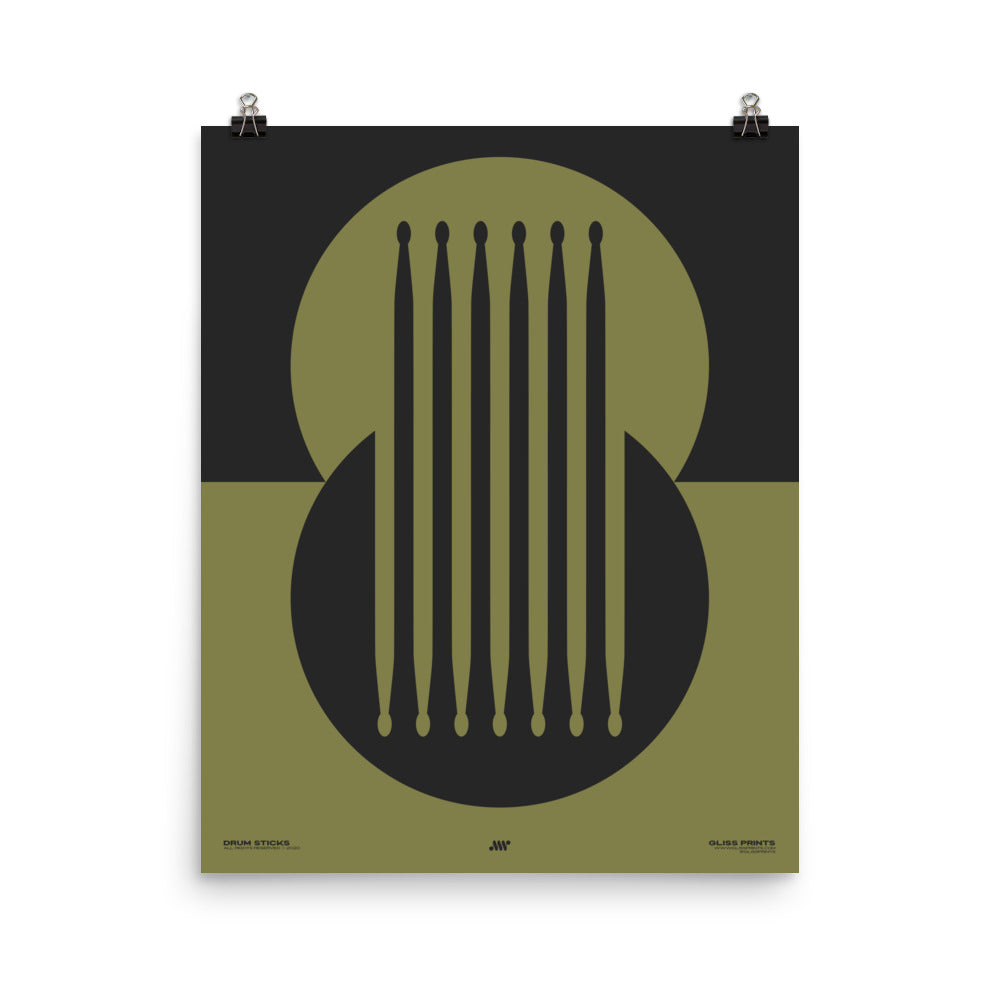 Drum Sticks Minimal Poster, Green