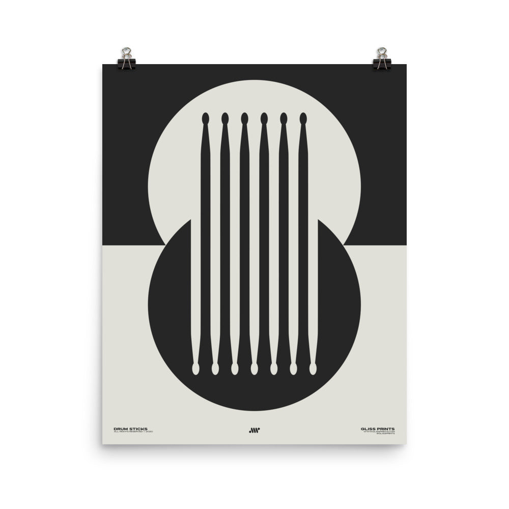 Drum Sticks Minimal Poster, Cream