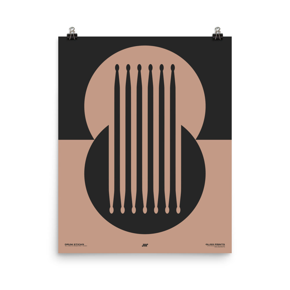 Drum Sticks Minimal Poster, Pink