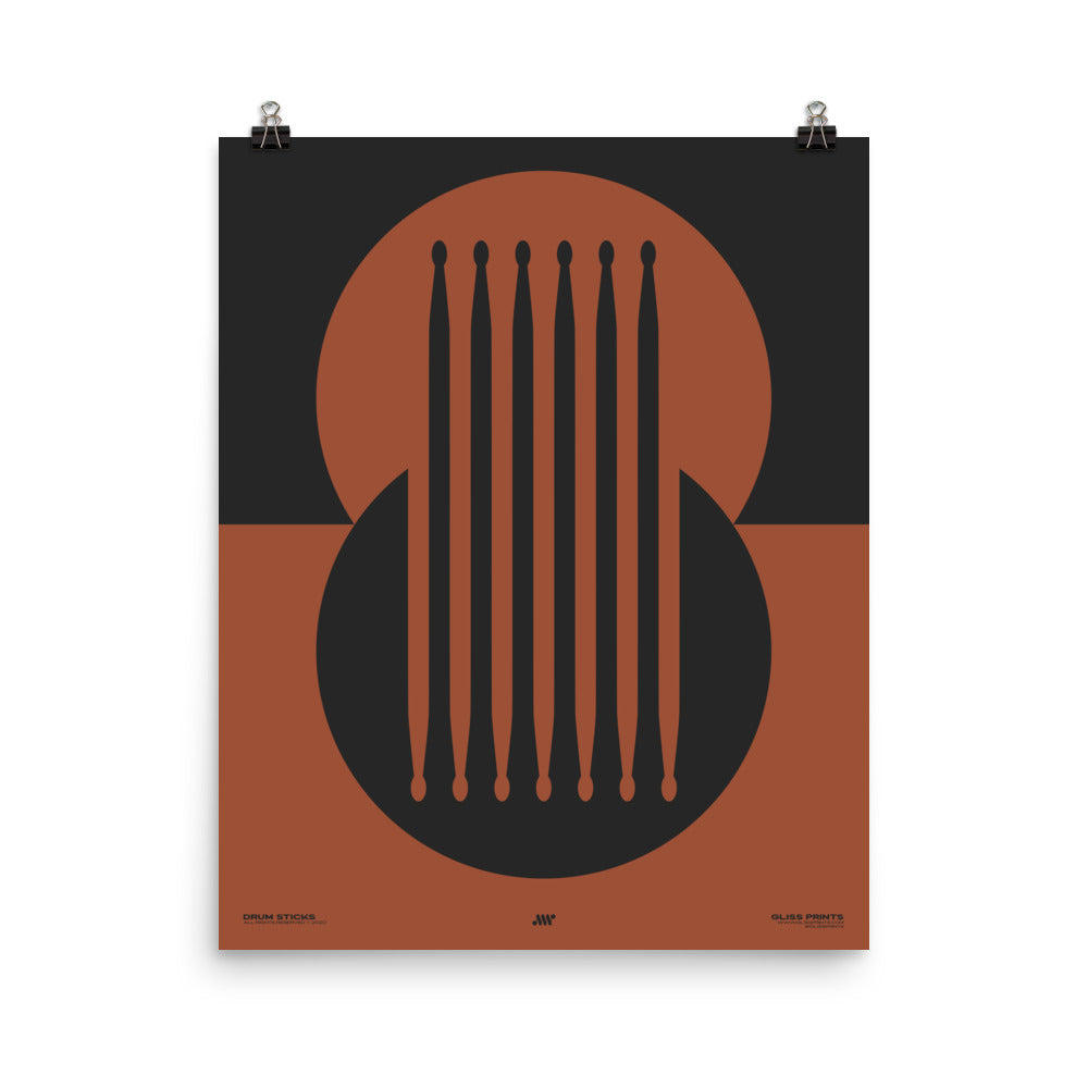 Drum Sticks Minimal Poster, Red