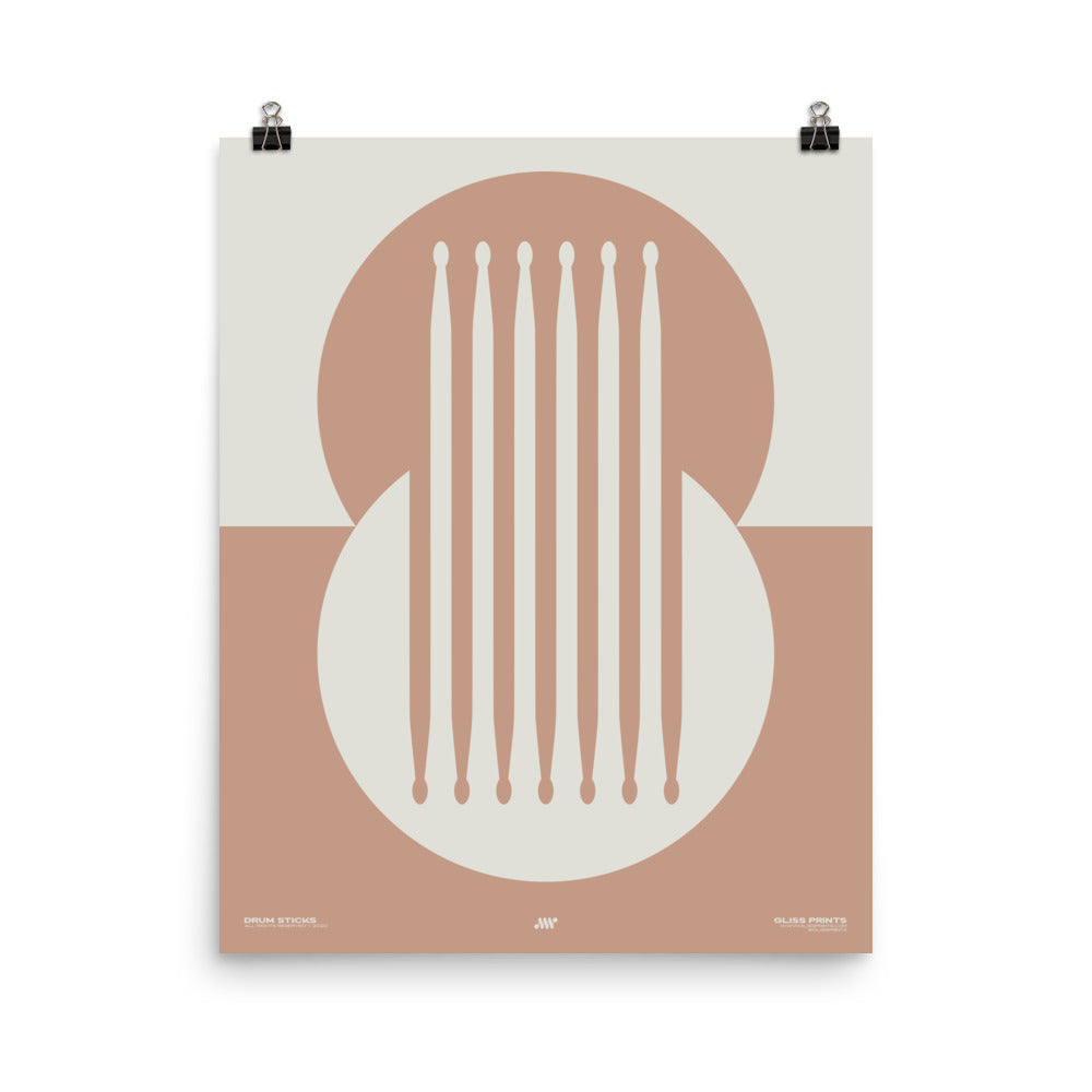 Drum Sticks Minimal Poster, Pink